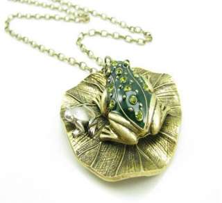 Green Zircon Frog lotus leaf Tag $26.99 Necklace X20  