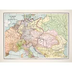  Print Map Europe Confederation Empire Austria France Russia Ottoman 