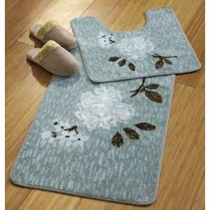  Blue Floral Peony Bath Mat Rug Set By Collections Etc 