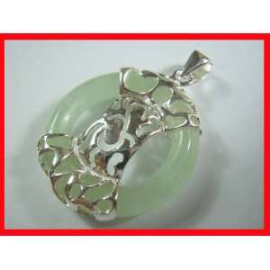 Jade Ring & Sterilng Silver Filagree Pendant .925 #2841