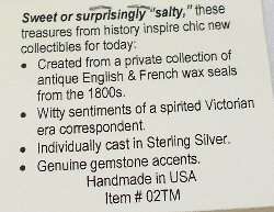 NEW 925 silver Victorian Wax Seal Charm,enjoy peace,USA  