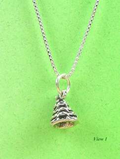 Sterling Silver Necklace Christmas Tree 3D Charm  