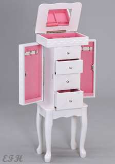 NEW DIDI WHITE FINISH WOOD JEWELRY ARMOIRE CABINET DRAWERS  