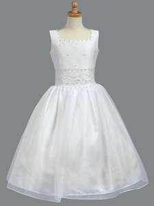 NEW SP965 Lito Communion Flower Girl White Satin Dress Ribboned 5 20X 