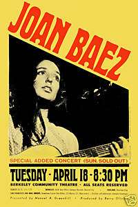Joan Baez @ Berkeley Concert Poster 1967  