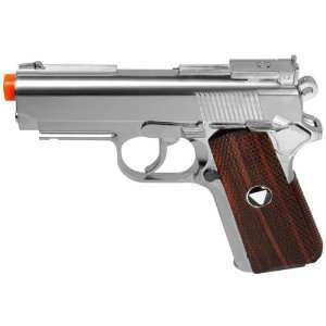  TSD Metal M1911 CO2 Pistol, Chrome w/ Wood Grip Sports 