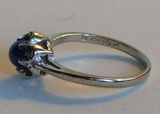 Vintage 10K white gold and blue star sapphire ring  