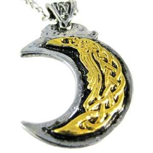  Two Tone Nordic Moon Pendant / Necklace Norse Jewelry