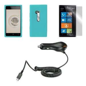 Nokia Lumia 900 Premium Combo Pack   Cyan Blue Silicone Soft Skin Case 
