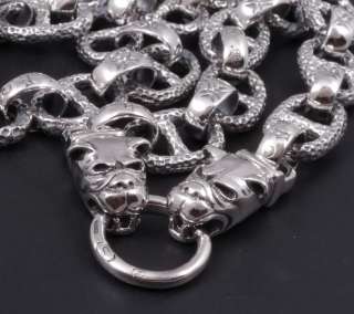 22 BULLDOG HEAVY CURB 925 STERLING SOLID SILVER MENS BIKER NECKLACE 