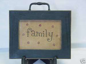 Family Embroidered Framed Primitive Sampler NEW  