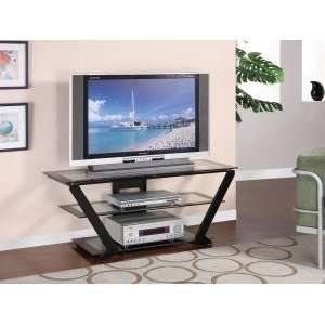 Powell Matte Black 48 in TV Stand w/ Clear Glass  Kitchen 