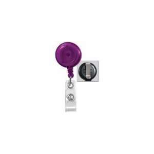  Purple Translucent Round Badge Reel with Belt Clip   25pk 