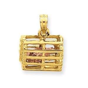  14k Two Tone Polished 3 Dimensional Lobster Trap Pendant Jewelry