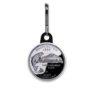 Creative Clam Washington State Quarter Mint Image 1 Inch Zipper Pull 