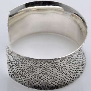 Tibetan Silver Wide Chinese Knot Cuff Bangle Bracelet  