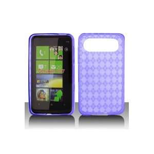  Purple Argyle TPU Skin Case for HTC HD7 (T Mobile) Cell 