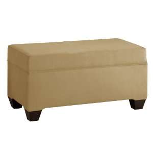  Skyline Furniture Velvet Upholstered Storage Bench, Honey 