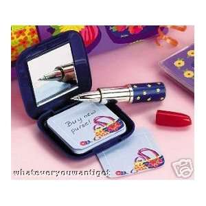   Purse Notes Mini Note Pad Holder with Lipstick Pen & Compact Mirror