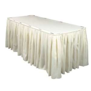  Ivory 14 ft Table skirt, 100% polyester, pleated, Made in 