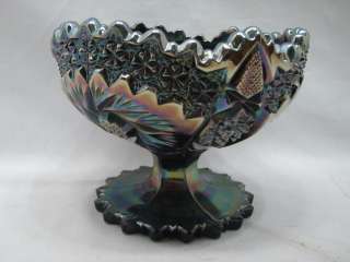 FENON AMTHYST CARNIVAL GLASS COMPOTE CANDY DISH PINWHEEL BOWL  