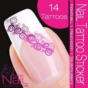   Nail Tattoo Sticker Cirrus / Twine / Ornament   black / lilac Beauty