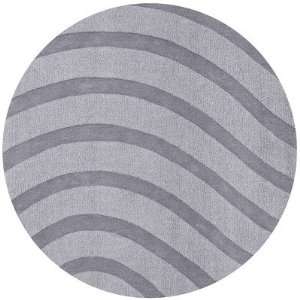 Transitions Light Gray / Gray Waves Contemporary Round Rug  