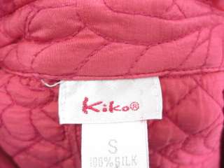 KIKO Pink Paisley Print Quilted Silk Jacket Coat Sz S  