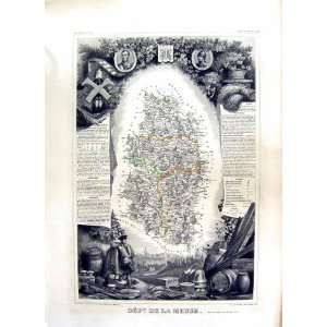  French Antique Map Levasseur C1845 De La Meuse France 
