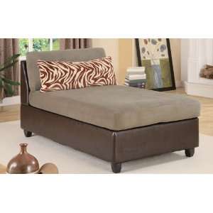  Comfortable Chaise with Microfiber Plush and Faux Leather 