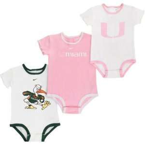 Miami Hurricanes Nike Newborn Girls 3 Pack Creeper Sets 