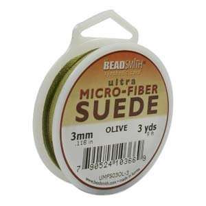 Beadsmith Olive Green Faux Leather Suede Beading Cord 9Ft (3 Yd) Spool 