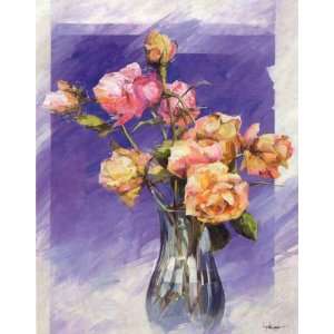Kupper 27.5W by 35.5H  Roses with a Blue Vase CANVAS Edge #6 1 