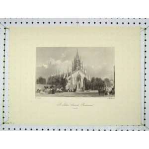  1840 View St Jonhs Church Richmond Engraving Kernot