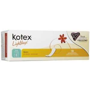  Kotex Lightdays Long Unscented Liners 18 ct (Quantity of 5 
