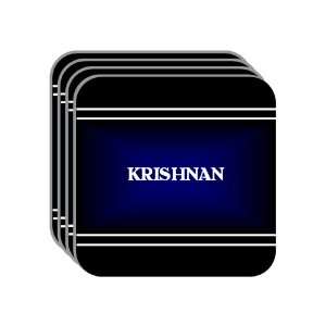 Personal Name Gift   KRISHNAN Set of 4 Mini Mousepad Coasters (black 