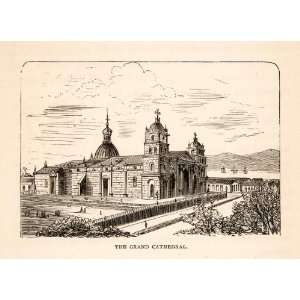  1871 Wood Engraving Cuba Grand Cathedral Church Religion 