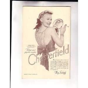  Marion Hutton Singer Chesterfield Cigarette Advertisement 