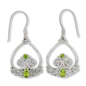   Silver, Green Tourmaline and Peridot Dangle Earrings by Sajen Jewelry