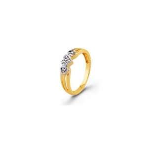  10k Solid Gold Triple Hearts Round Diamond Fashion Ring Jewelry