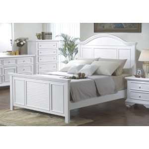  Pebble Beach Matte White Finish Wood Queen Size Bed 