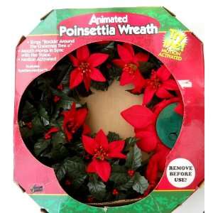  Animated Poinsettia Christmas Wreath Motion Activated 
