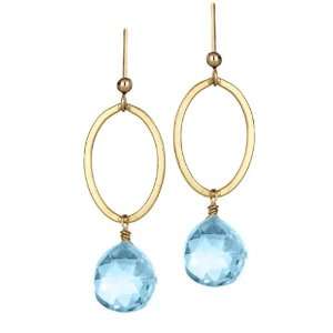   Gold Fill Blue Topaz Earring Swiss Blue Topaz Oval Earrings Jewelry