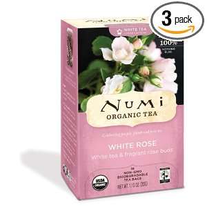 Numi Organic Tea White Rose, Full Leaf White Tea, 16 Count Tea Bags 