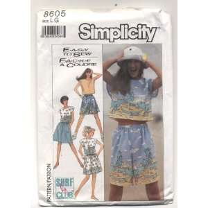   Top, Shorts and Skirt Easy Sewing Pattern #8605 Arts, Crafts & Sewing