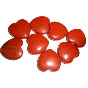  Set of 2 RED Jasper Hearts   Crystal Healing Energy 