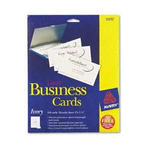 Avery Business Cards for Laser Printers 5376, Ivory, Uncoated, Pack of 