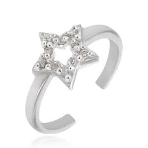  Sterling Silver CZ Star Toe Ring Jewelry