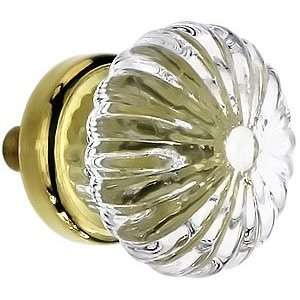  Antique Knobs. Ribbed Clear Glass Cabinet Knob With Brass 