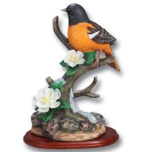  Baltimore Oriole Bird Figurine Porcelain with Flowers on 